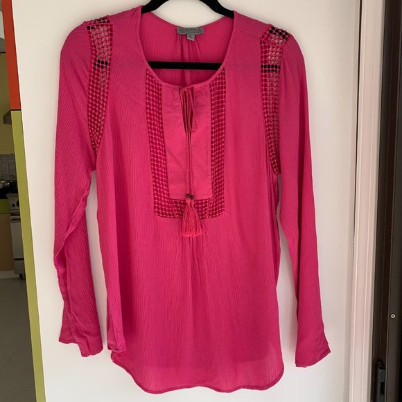 NWT Joseph A boho blouse - crochet crinkle top - Picture 2 of 10